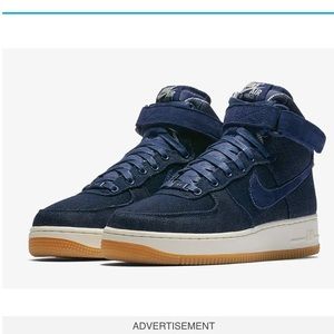Nike RARE - Navy denim and Gum Sole air force one LIKE NEW